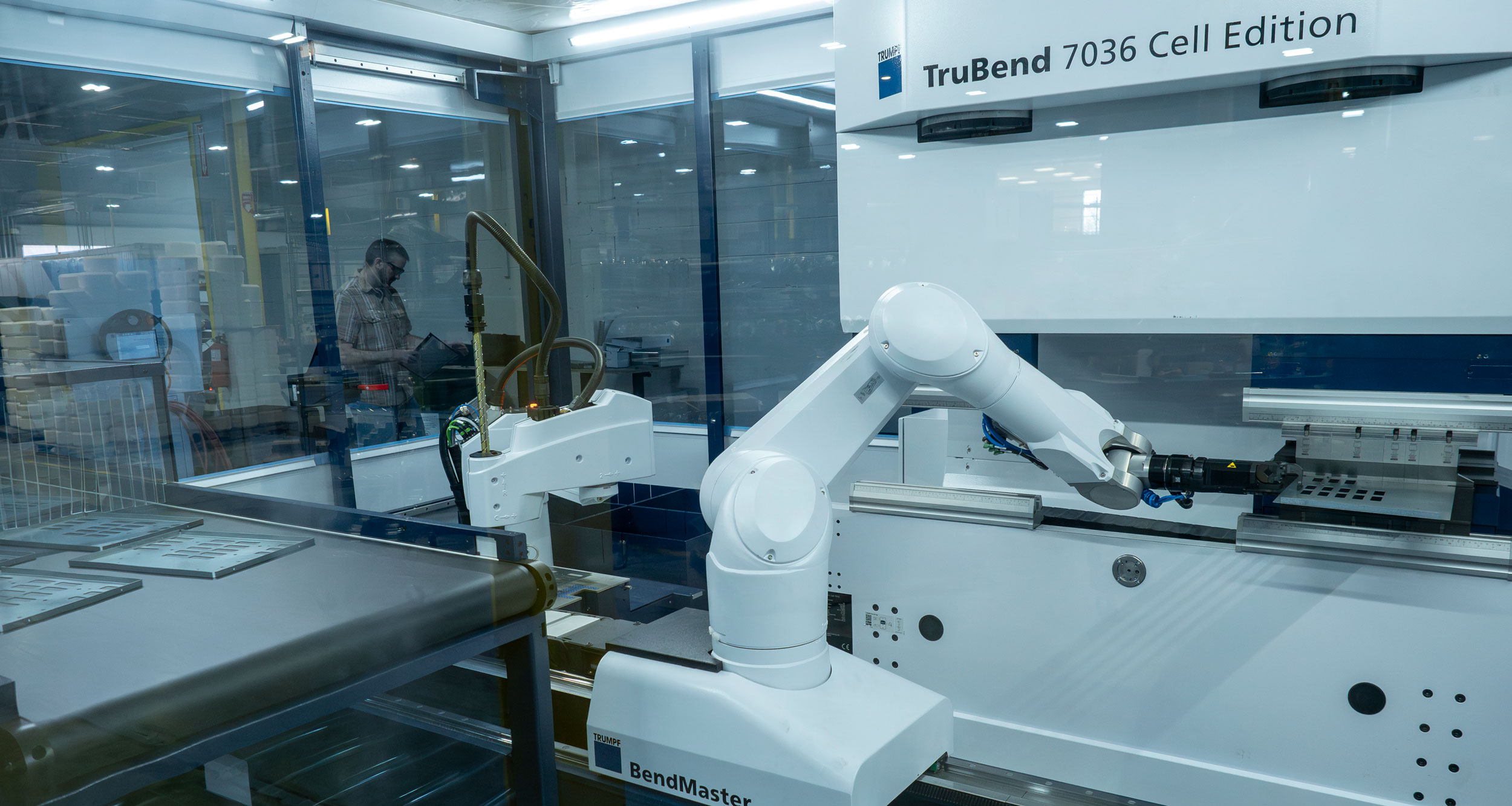 TruBend-robotic arm bending sheet metal at Kalow Technologies contract manufacturing